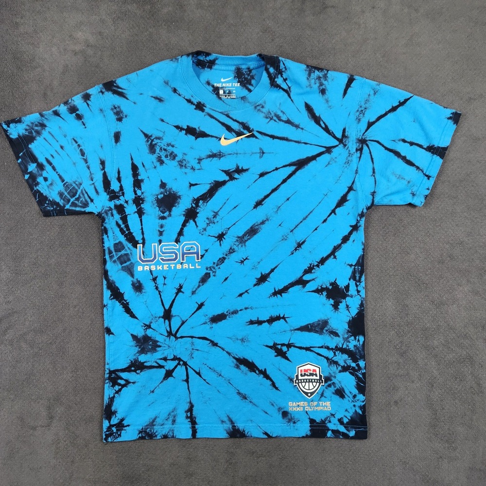 Nike USA Basketball Shirt Mens Small‎ Blue Tie Dye Tokyo Olympics CT9044-451